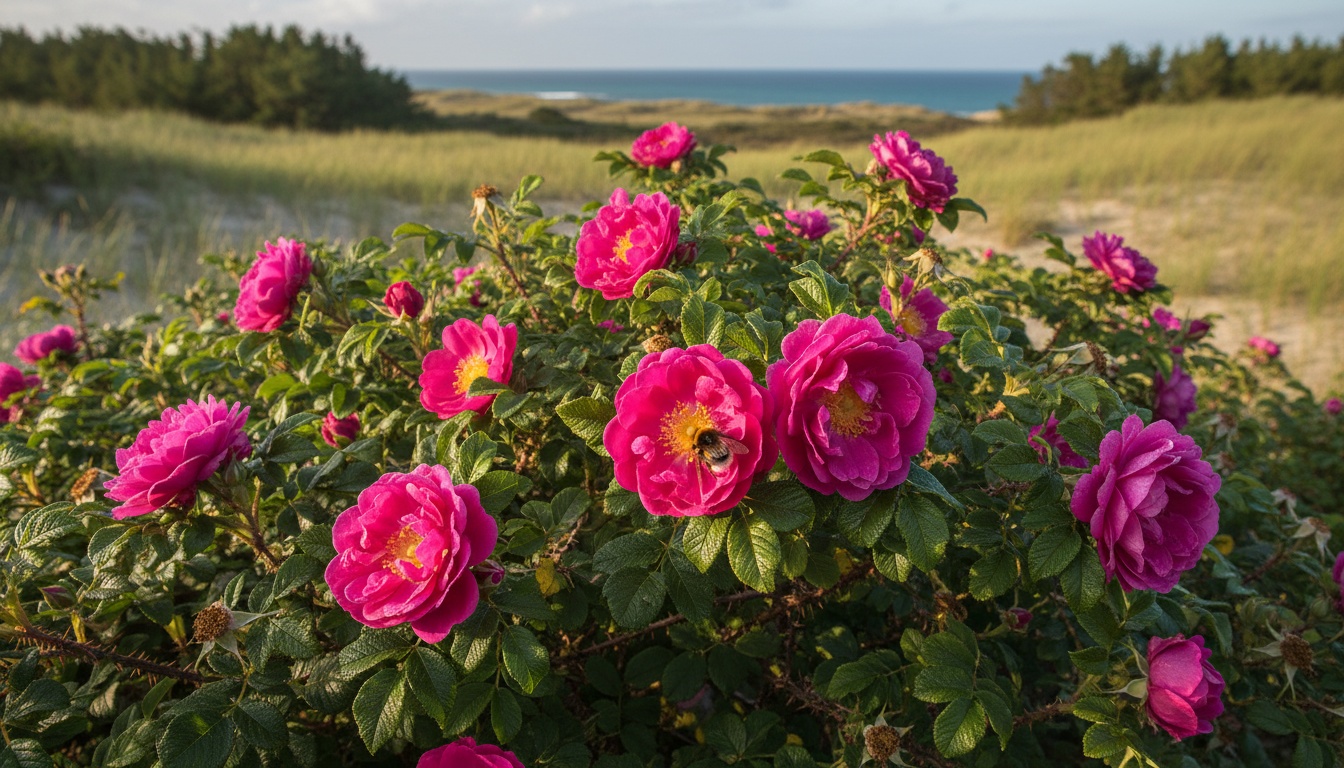 Fragrant Rugosa Roses Fragrant Dark Pink Rugosa Roses 'Hansa' (Rosa Rugosa 'Hansa') - Growing ...